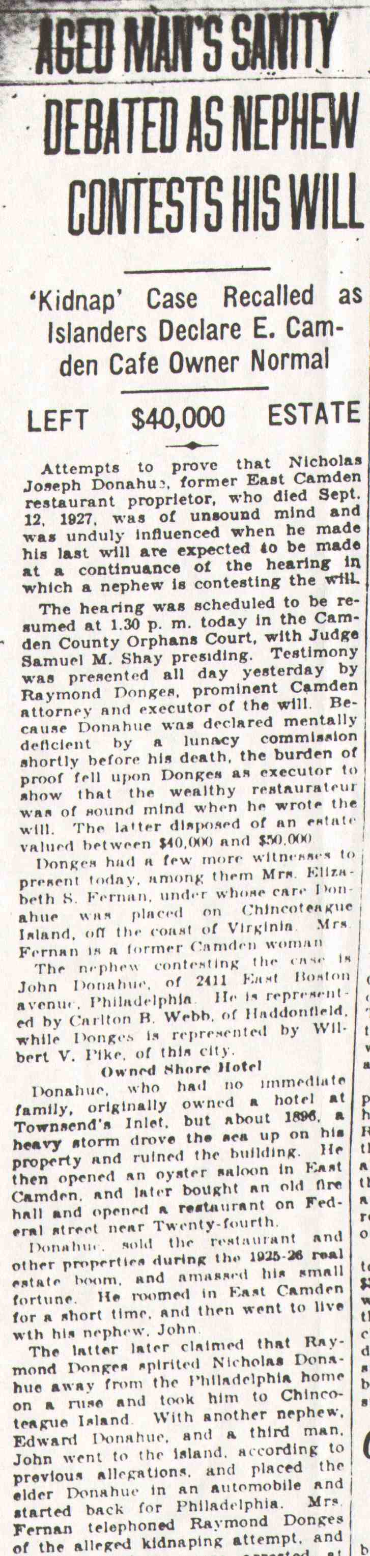 Donahoe will contest, September 21, 1928