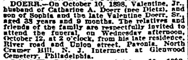 Philadelphia Inquirer, October 12, 1898 — Christopher L. Dietz