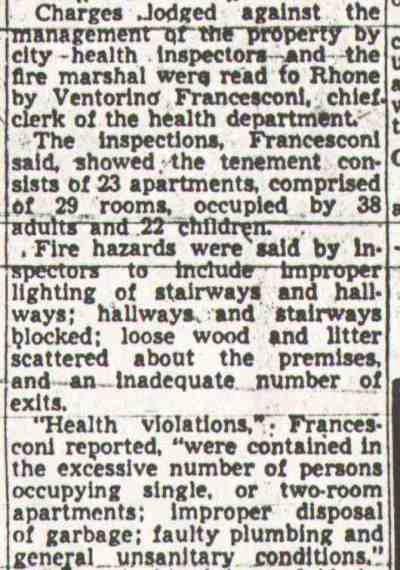Article continuation: charges against the tenement management at 432 Stevens Street