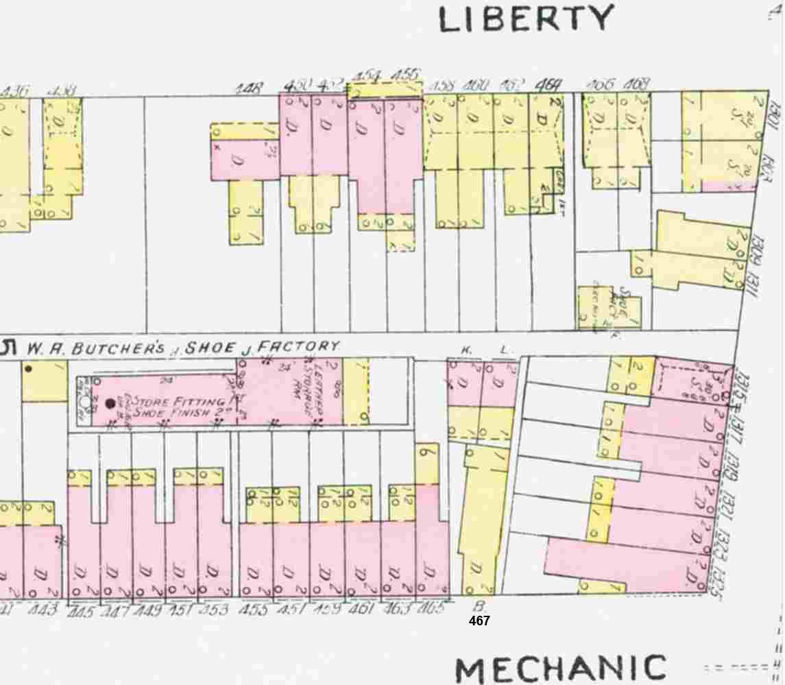 1906 Sanborn Map showing Butcher's Alley (section 2)