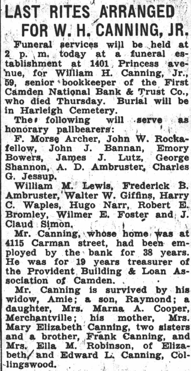 Camden Courier-Post, January 21, 1938 — First Camden National Bank and Trust