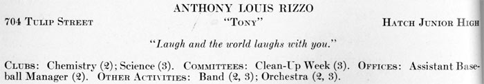 Tony Rizzo — Woodrow Wilson High School Orange & Black Yearbook, February 1940