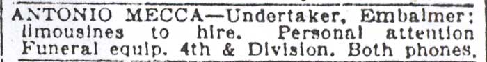 Newspaper clipping featuring Antonio Mecca, Camden Courier-Post, February 22, 1927