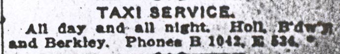 Camden Post-Telegram, October 14, 1912 — Arthur H. Holl taxi and automobile service advertisement