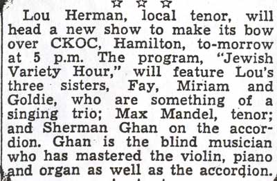 Toronto Daily Star, August 21, 1937, featuring Louis Herman