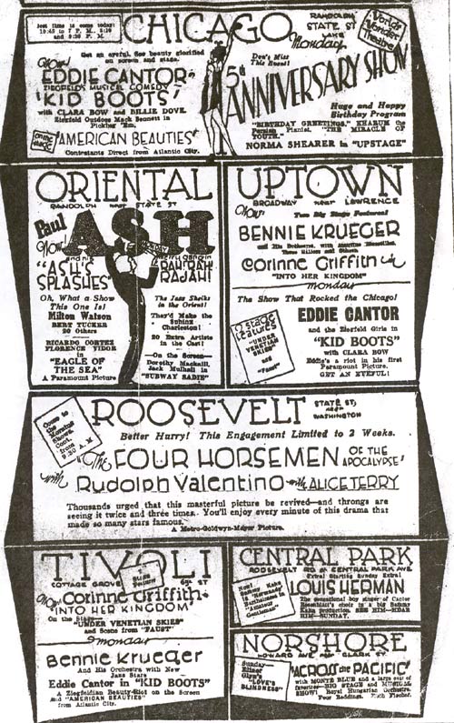 Louis Herman at the Central Park Theatre in Chicago, 1926
