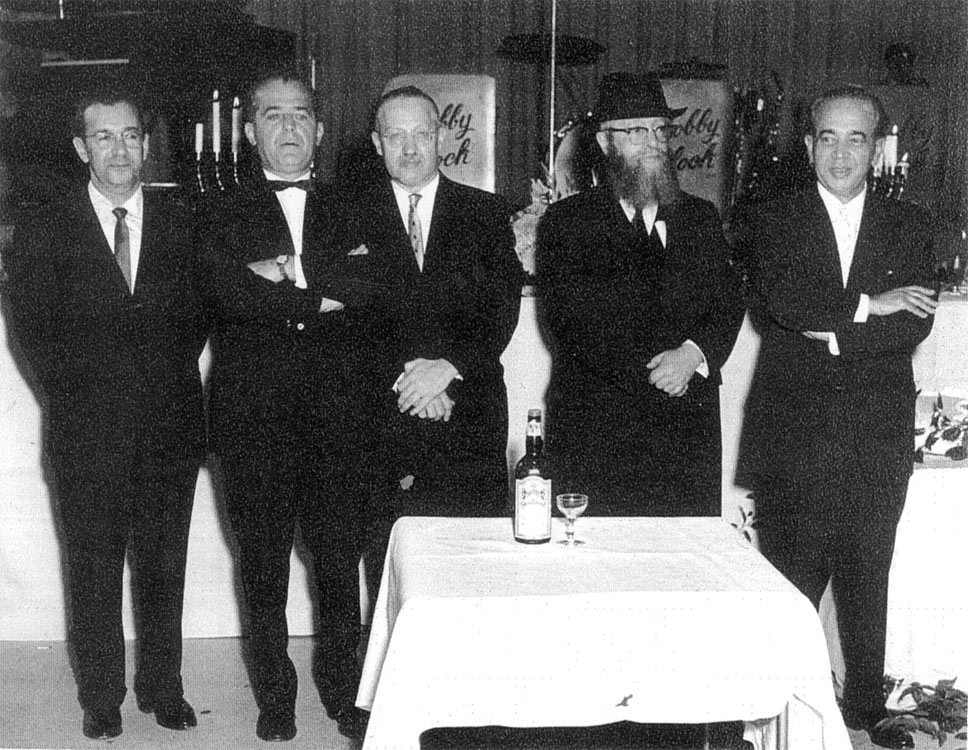 Wedding, mid-1960s, with Cantor Herman, Rabbi Harry Kellman, Rabbi Max Wiene, Rabbi Naphtoli Z.Y. Riff, and Cantor Simon Kriegsman