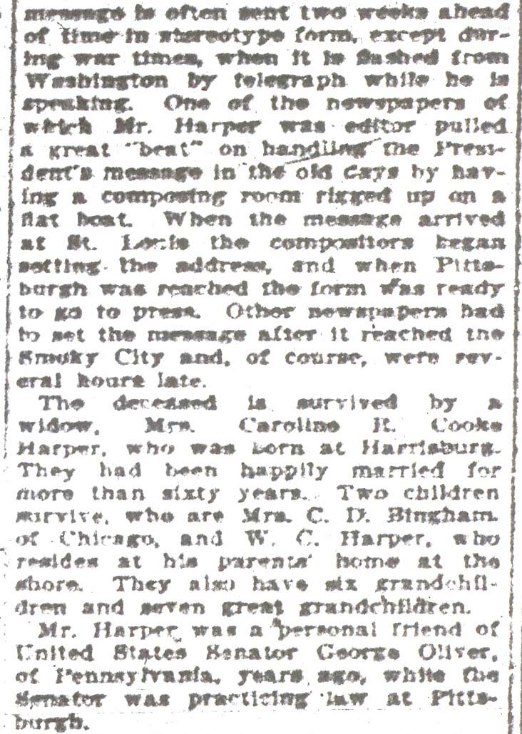 Camden Daily Courier, May 10, 1918 — John C. Harper Dies at Shore (page 5, continued)