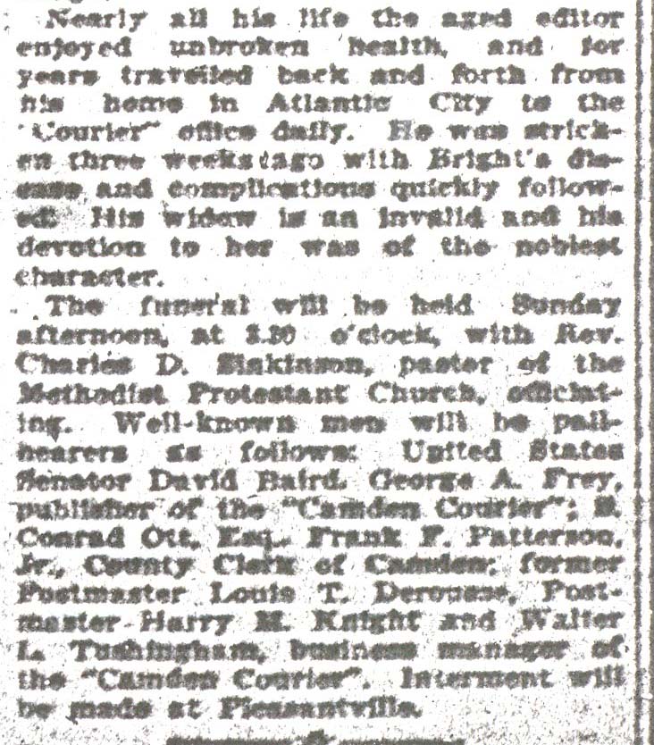 Camden Daily Courier, May 10, 1918 — John C. Harper Dies at Shore (page 5, continued)