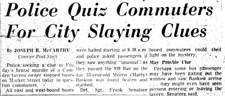 Police Quiz Commuters For City Slaying Clues — Camden Courier-Post, July 17, 1967