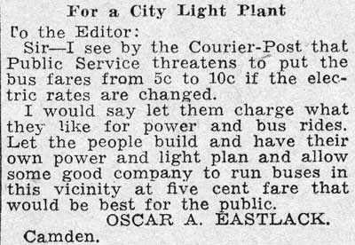 Oscar Adams Eastlack — Camden Courier-Post, August 11, 1933