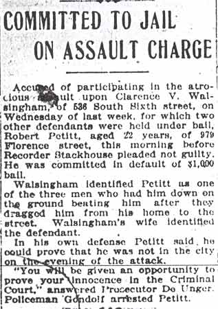 Camden Post-Telegram, July 18, 1916 — Committed to Jail on Assault Charge