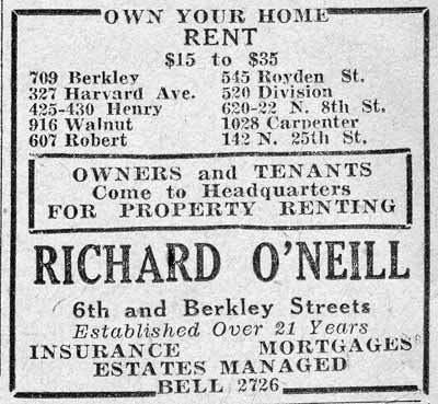 Richard O'Neill, 142 North 25th Street, Camden Courier-Post, March 28, 1932