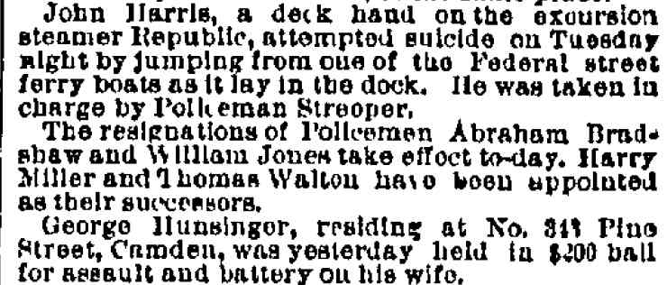 Philadelphia Inquirer, July 1, 1886 — police appointments