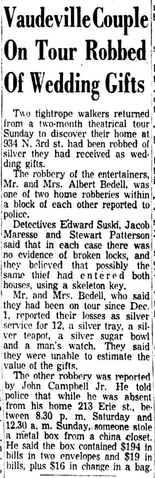 Albert Bedell article, Camden Courier-Post, February 1, 1954
