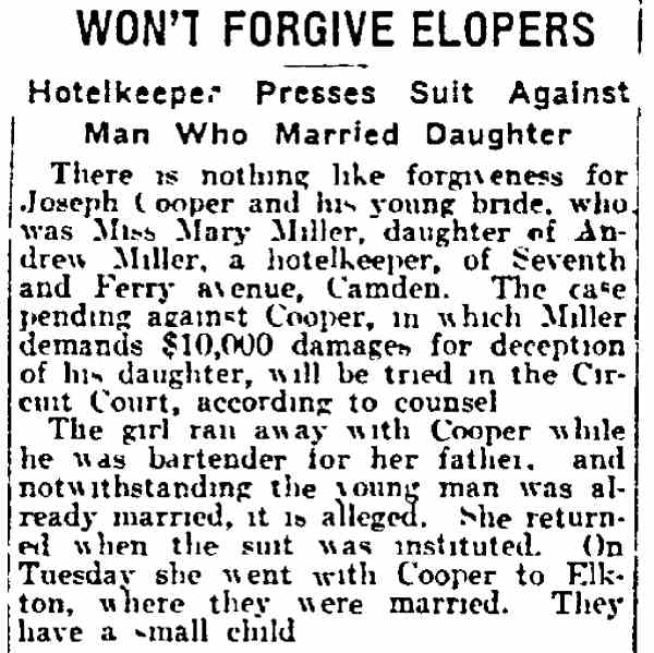 Newspaper article, June 6, 1915