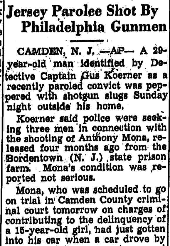 Anthony Mona Trenton Evening Times article, January 28, 1947
