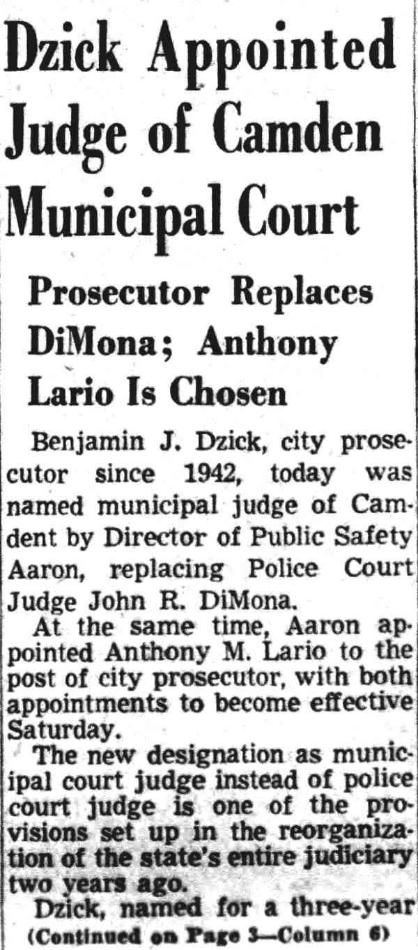 Camden Courier-Post, May 16, 1950, clipping pages 1 and 2
