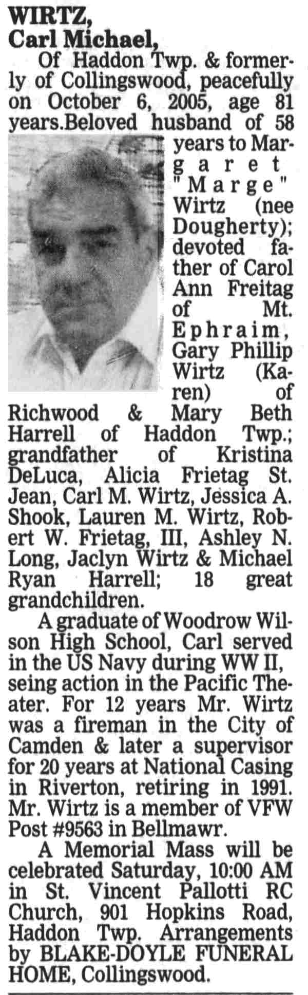 Carl Michael Wirtz obituary