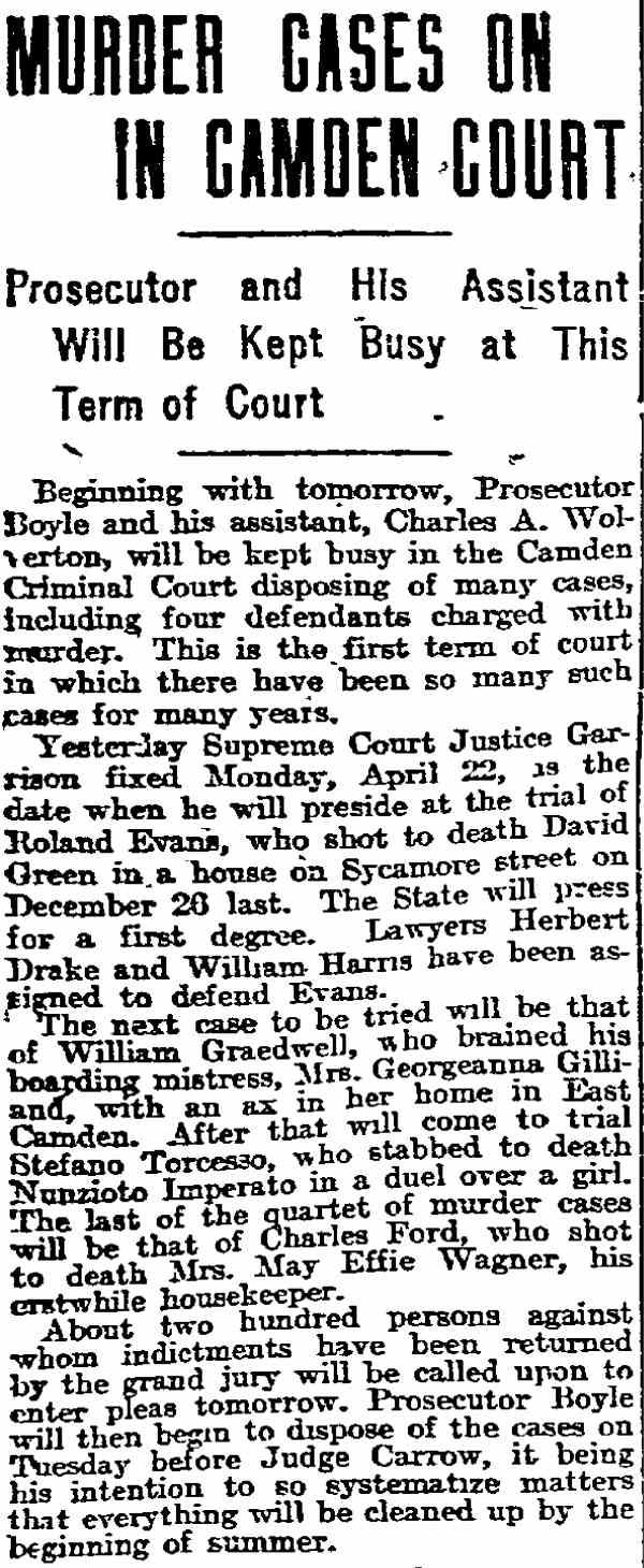 Philadelphia Inquirer April 14, 1912 — Charles G. Garrison, Howard Carrow