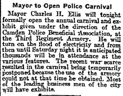 Mayor to Open Police Carnival - Philadelphia Inquirer, February 19, 1917