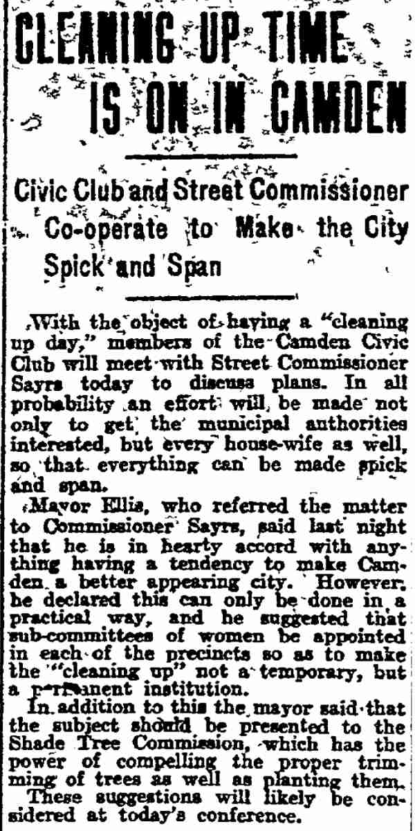 Cleaning Up Time Is on in Camden - Philadelphia Inquirer, April 10, 1912