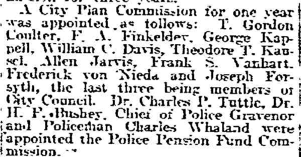 City Plan Commission Appointed, Philadelphia Inquirer, January 2, 1918