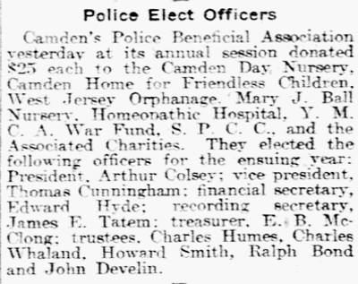 Philadelphia Inquirer, December 4, 1917 — Police Beneficial Association