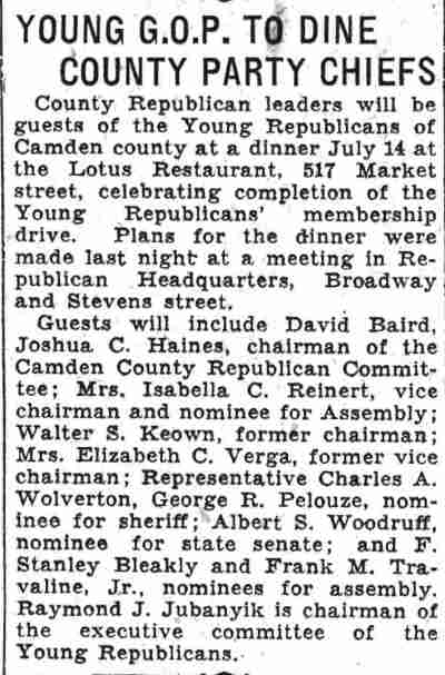 Camden Courier-Post, June 17, 1932 — Young G.O.P. to Dine County Party Chiefs