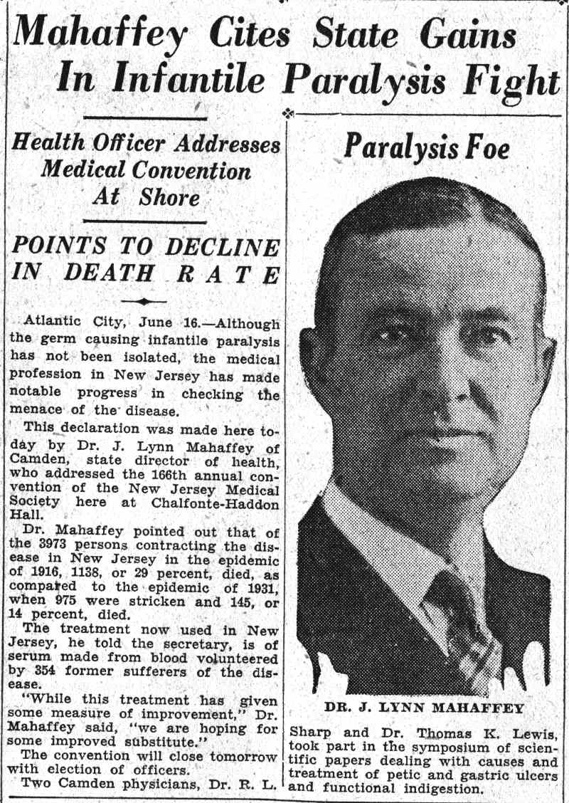 Camden Courier-Post, June 17, 1932 — second article featuring Dr. J. Lynn Mahaffey
