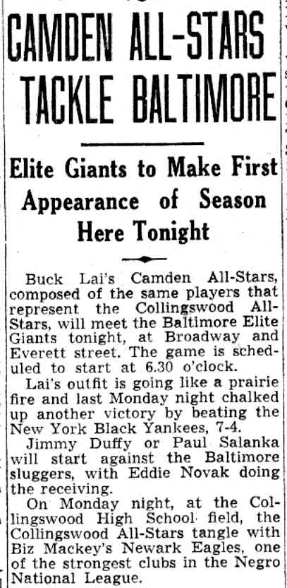 Camden Courier-Post, July 24, 1941 — Camden All-Stars Tackle Baltimore