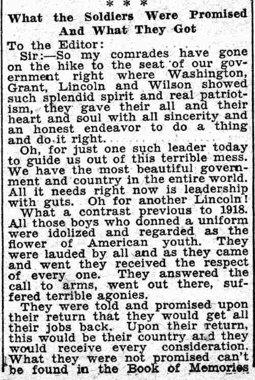 Letter to the editor by Edward Bearint, Camden Courier-Post, June 15, 1932 (part 1)