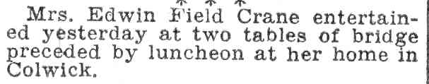 Camden Courier-Post June 9, 1932 society notice about Mrs. Edwin Field Crane