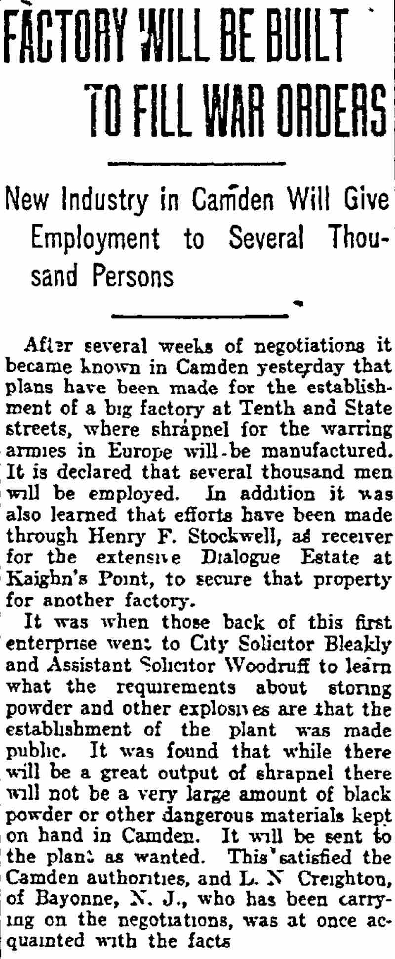 Philadelphia Inquirer, July 1, 1915