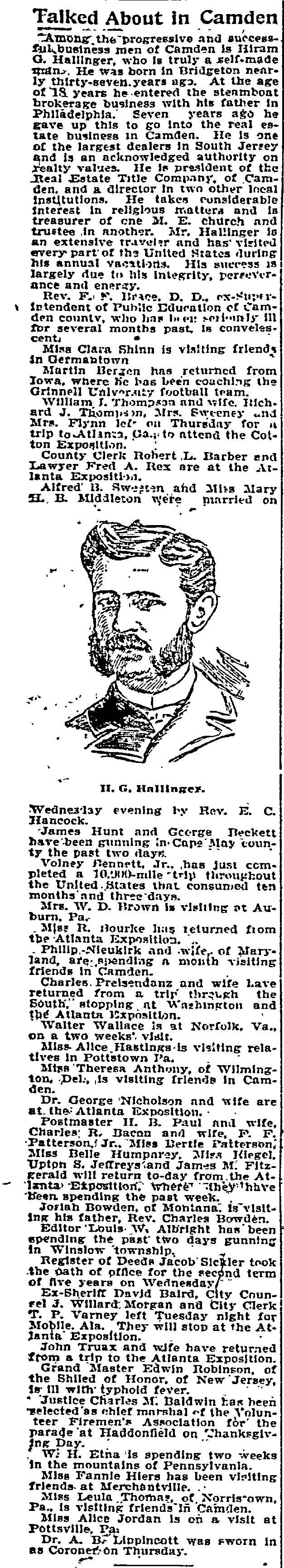 Talked About in Camden - Philadelphia Inquirer, November 17, 1895