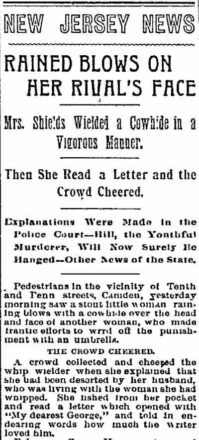 Philadelphia Inquirer, March 22, 1893 — Rained Blows on Her Rival's Face, part 1