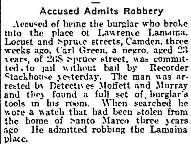 Newspaper clipping about 854 Locust Street, 1915