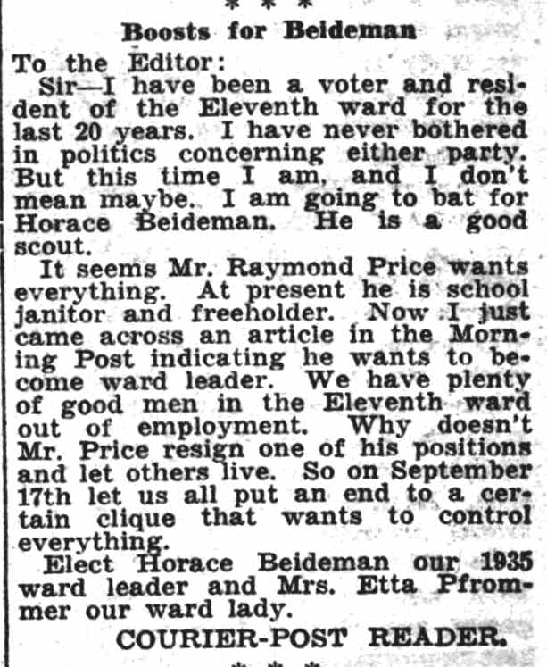 Camden Courier-Post letter to the editor: Boosts for Beideman