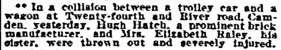 Hugh Hatch and Mrs. Elizabeth Raley, Philadelphia Inquirer December 15, 1906