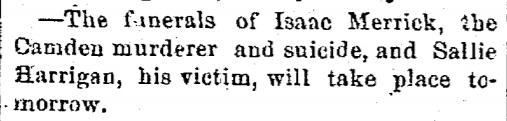 Trenton Evening Times, January 11, 1888 — funeral notice