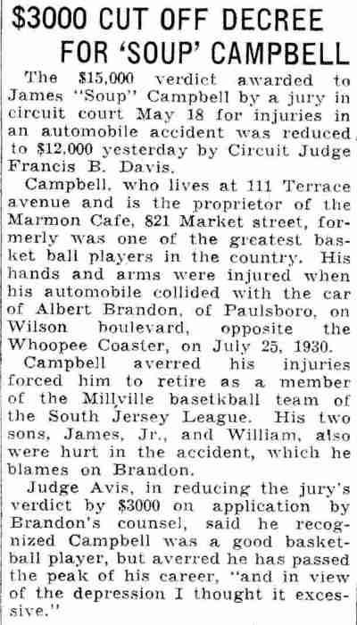 James 'Soup' Campbell, Camden Courier-Post June 9, 1932