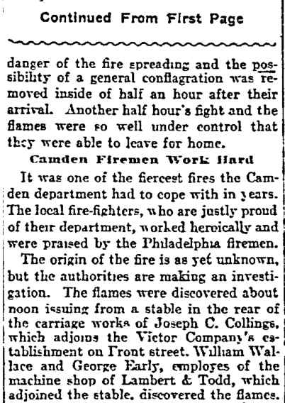 Philadelphia Inquirer, April 25, 1904 — Victor Talking Machine fire, page four