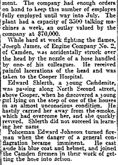 Philadelphia Inquirer, April 25, 1904 — Victor Talking Machine fire, page seven