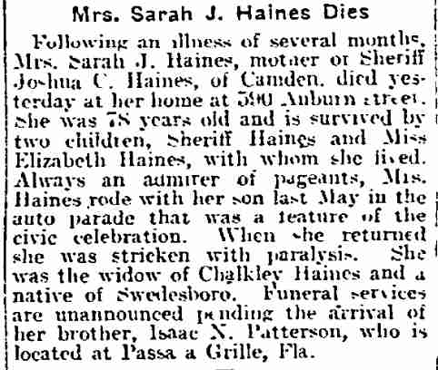 Philadelphia Inquirer, February 11, 1917, featuring Auburn Street and Joshua C. Haines
