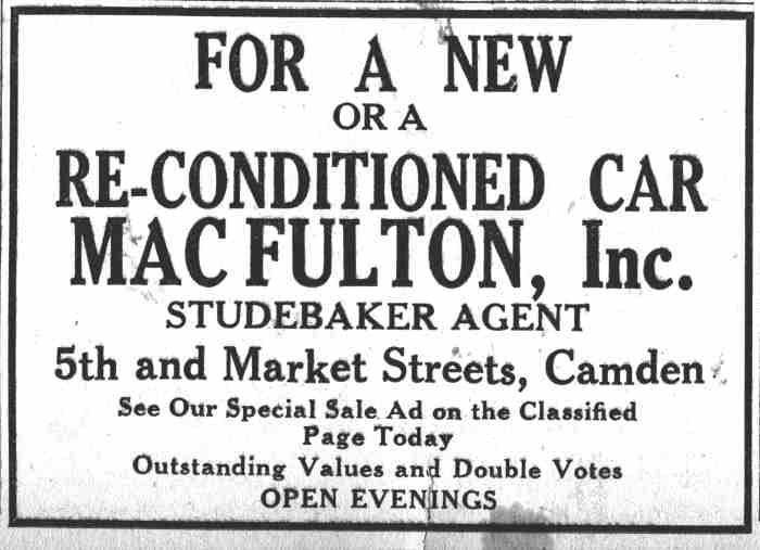 Camden Courier-Post, June 16, 1932 — Mac Fulton, Inc. Studebaker advertisement