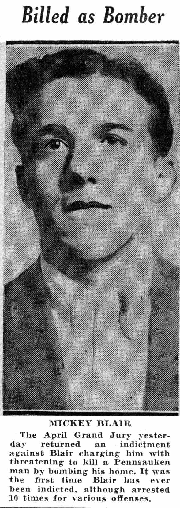 Mickey Blair portrait with caption, June 16, 1932