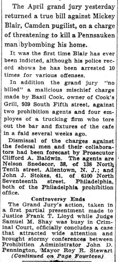 Camden Courier-Post, June 16, 1932 — Mickey Blair (part 2)