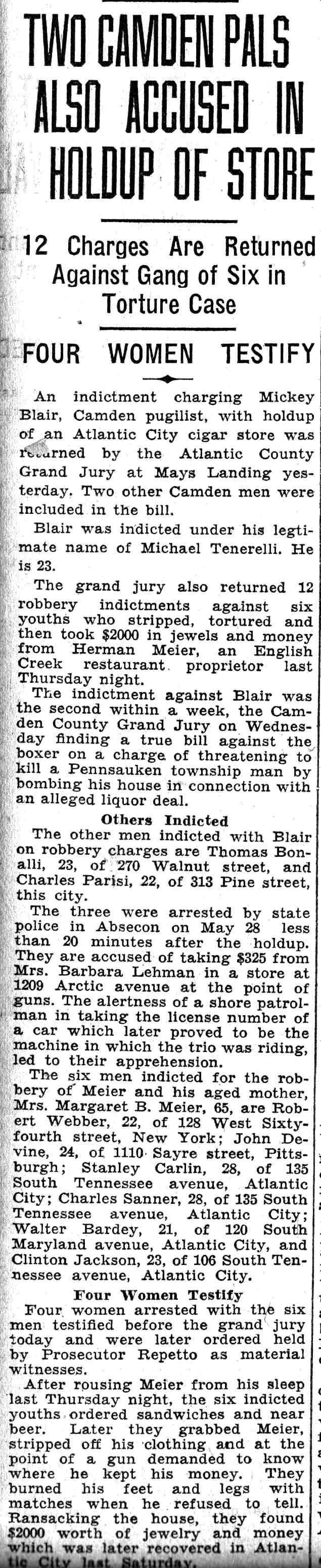 Grand jury indictments, Camden Courier-Post, June 18, 1932