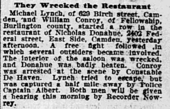 Philadelphia Inquirer, November 25, 1899 — They Wrecked the Restaurant
