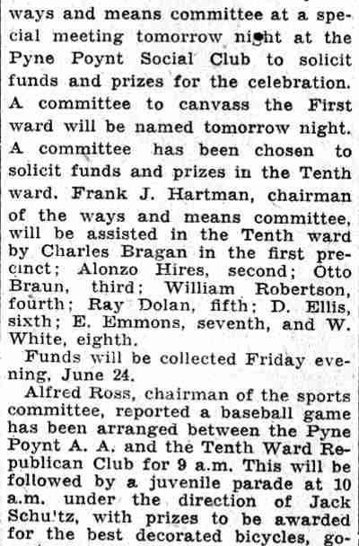 Pyne Poynt Athletic Association newspaper clipping, June 15, 1932, page 2